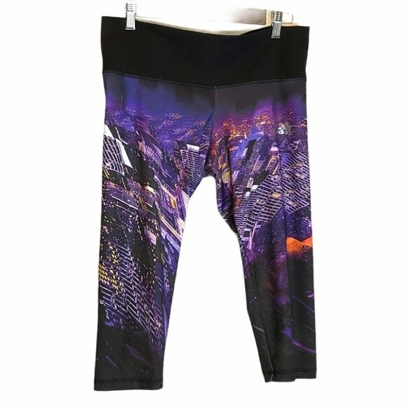 adidas Pants - Adidas techfit cropped purple  leggings cityscape